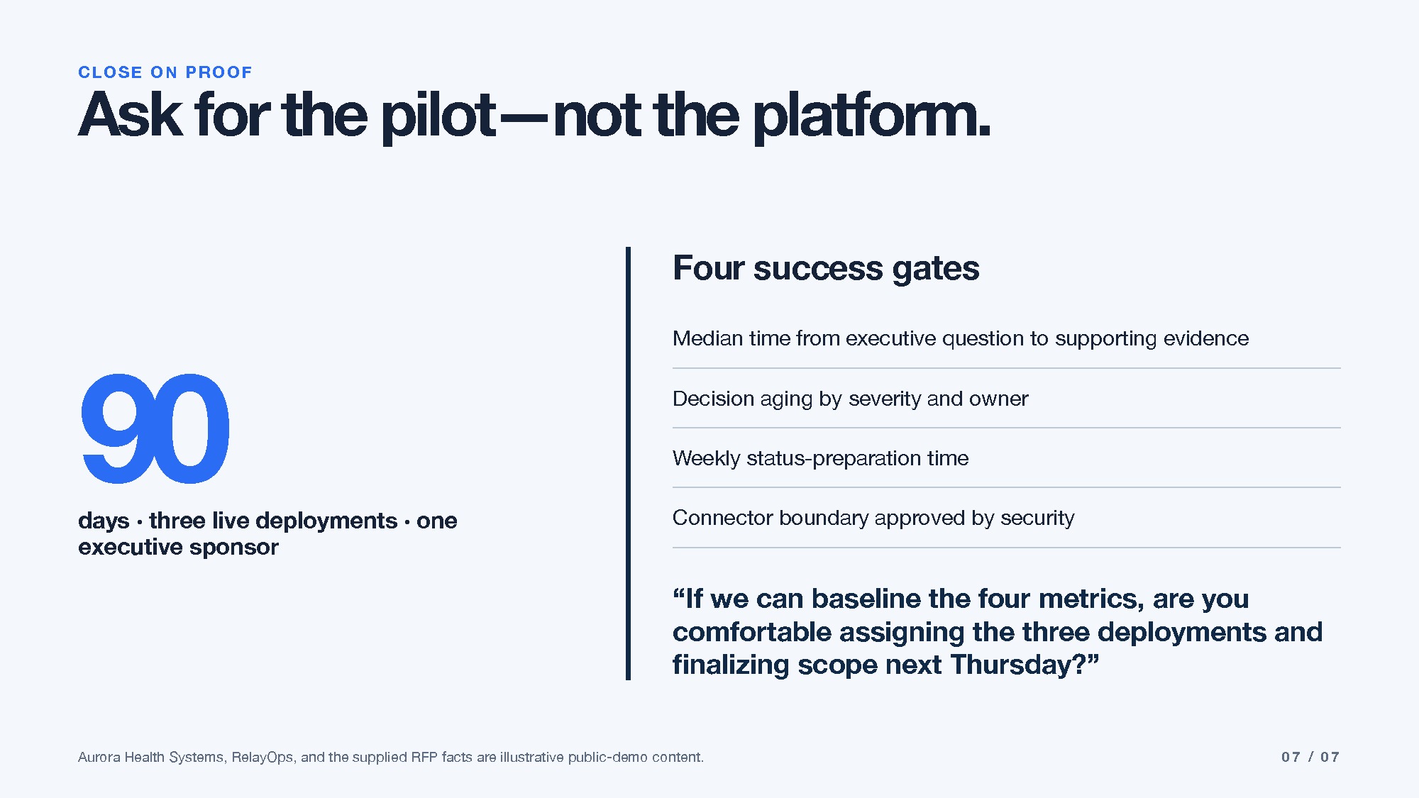Pilot close from the Pitch & RFP Prep Agent example